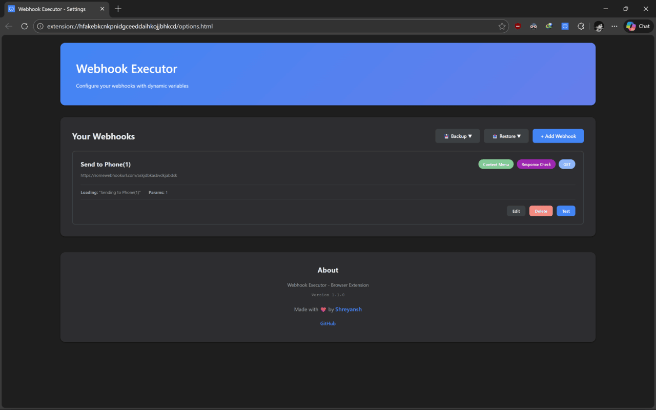 Extension Settings
